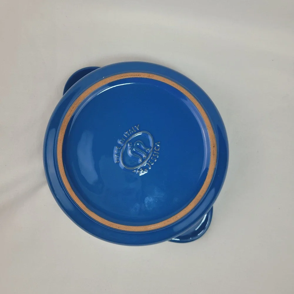 M. Jessica Italy Cobalt Blue Ceramic Round Baker Casserole Dish with Handles